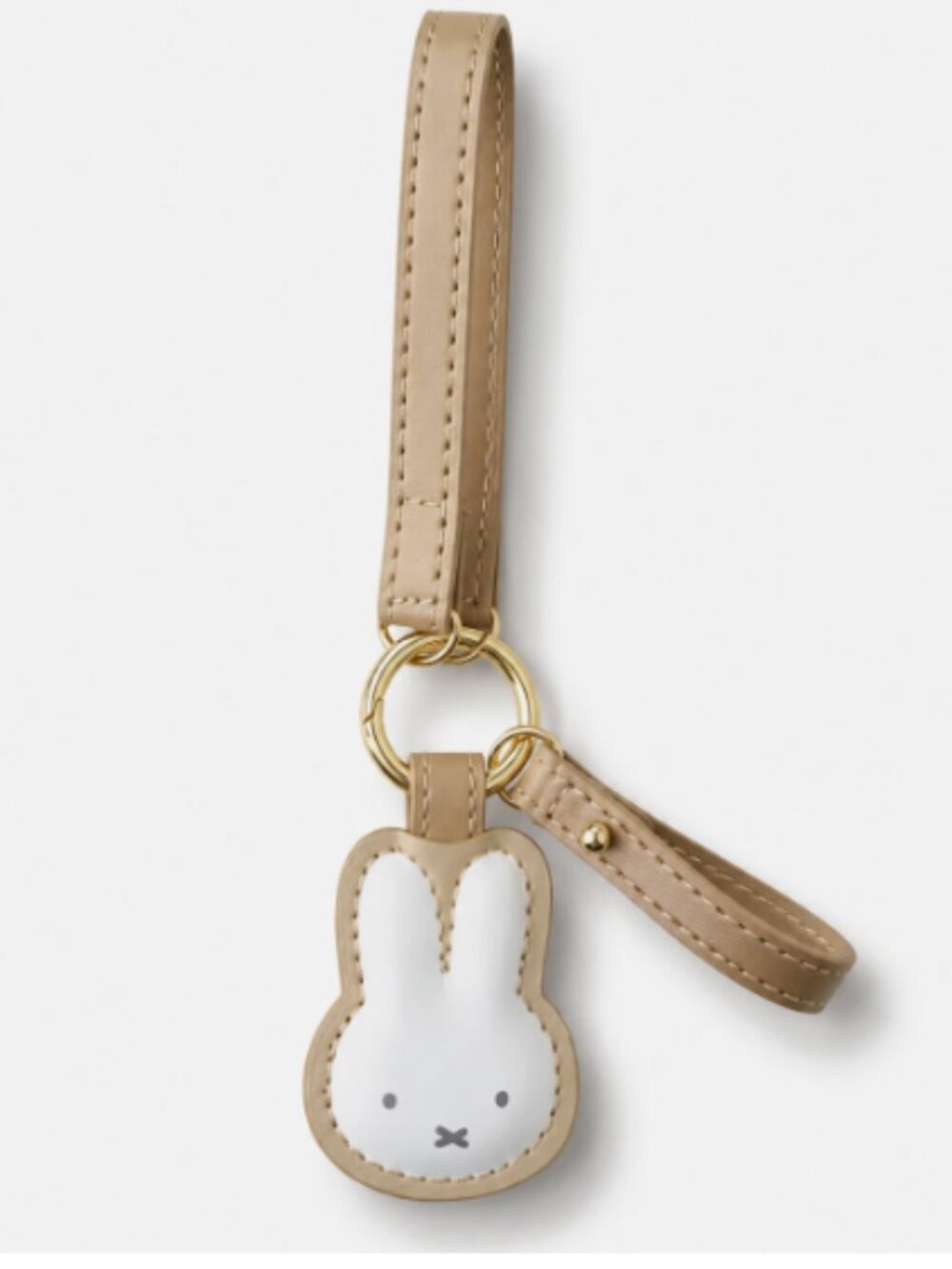 Cute Miffy Key Fob Keychain Leather Ring Charm Clip to Bag Purse Holder Khaki